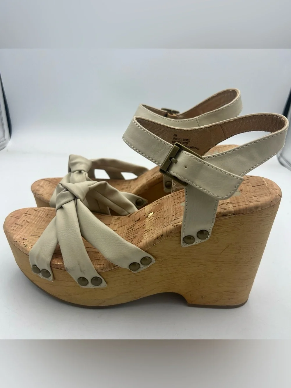 KORKS Dawson Wedge Wood Platform  Boho Style Cream Sandal Women’s Size 8 NEW